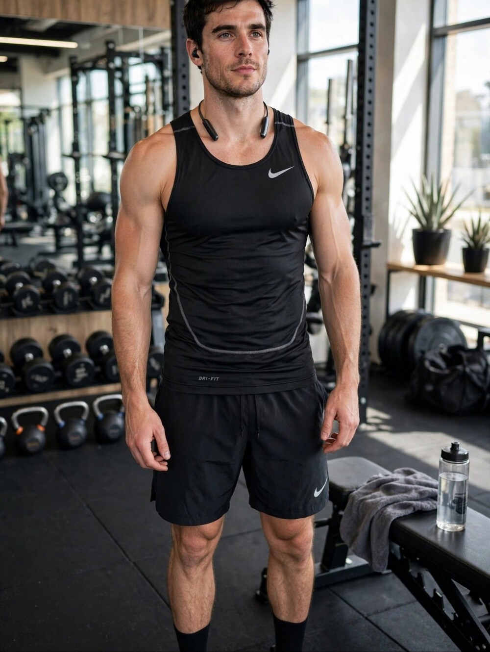 Nike Pro Combat Men's Black Dri-Fit Compression Tank Top | Size L